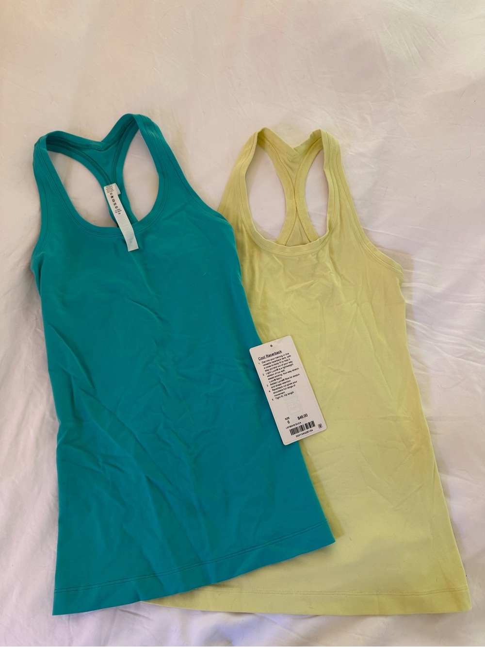 lululemon Cool Racerback Tanks — Teal and Yellow (Set of 2)